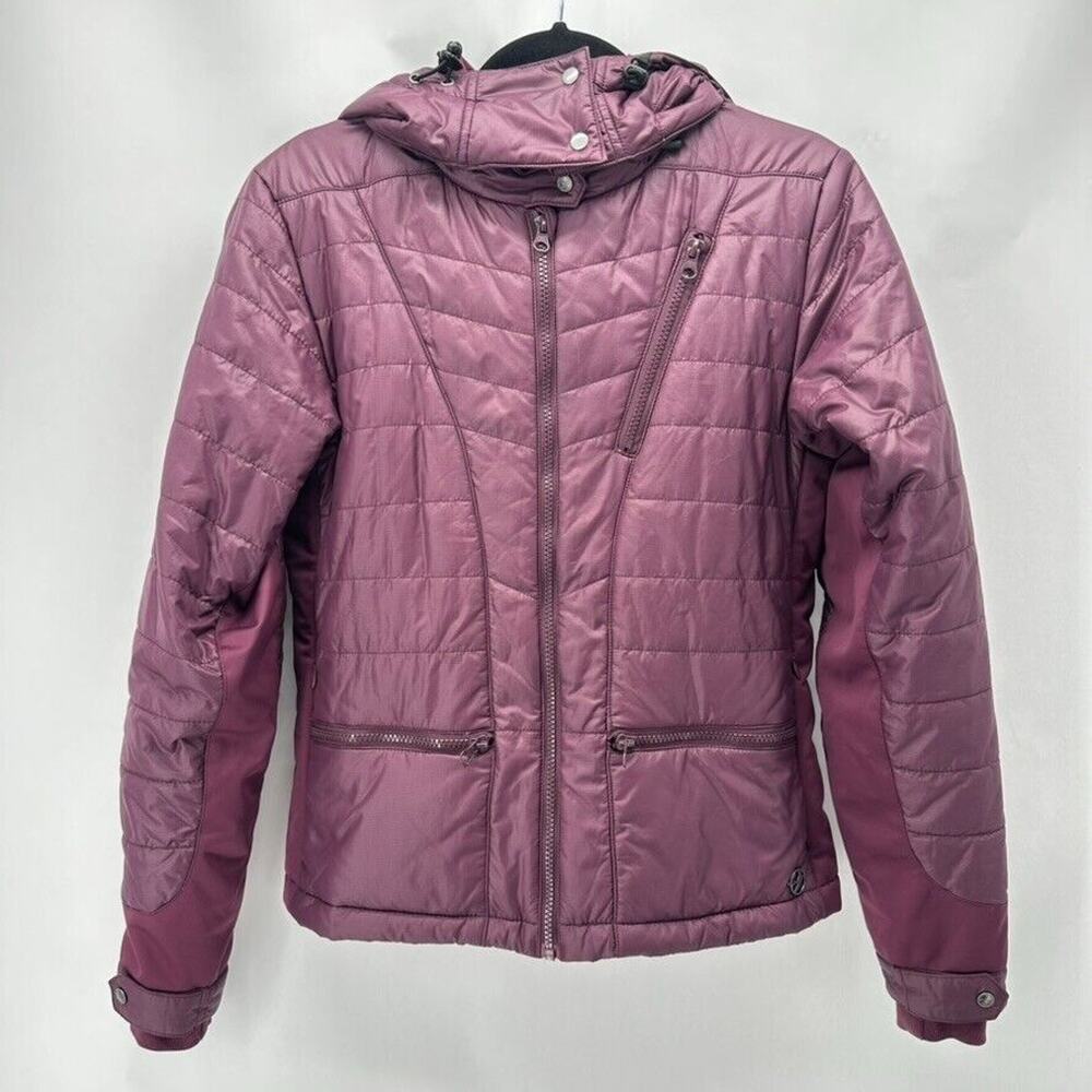 Oiselle Katron Insulated Jacket Size XS Full Zip Burgundy Hooded Outdoor Running